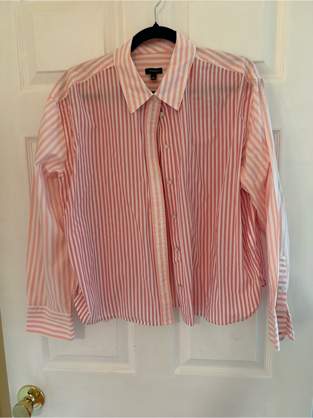 Talbots Pink & White Striped Button-Down Shirt